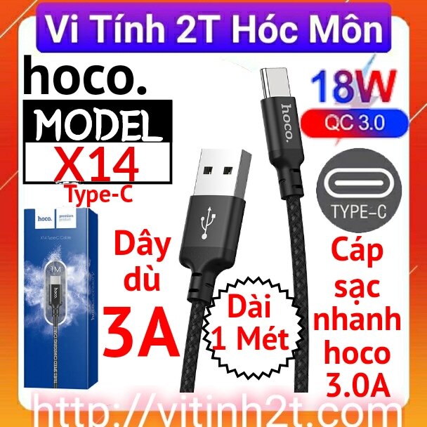 Cáp sạc nhanh 3A hoco x14 dây dù dài 1m