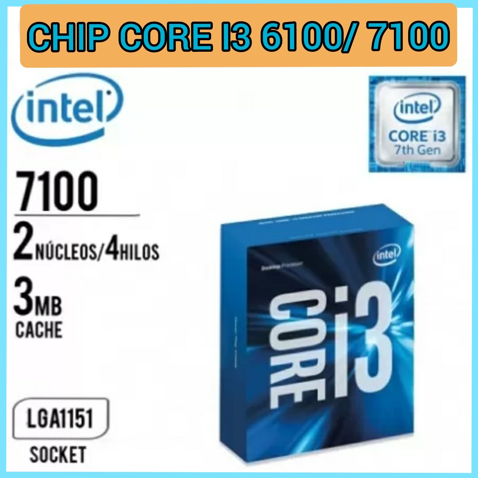  Chip Intel Core i3 6100 7100 dùng cho main H110 B150 Z170 B250... 