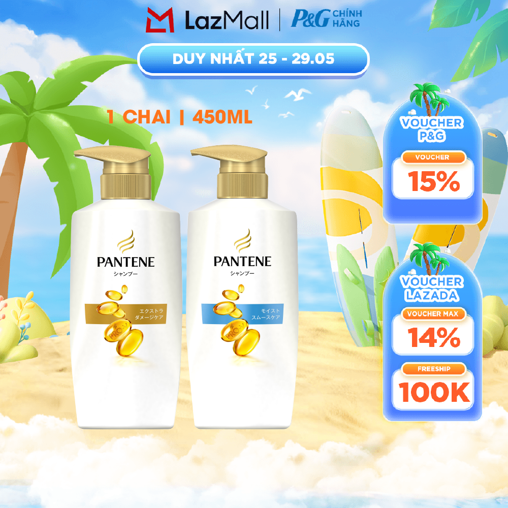 Dầu Gội PANTENE Pro-Vitamin Phục Hồi Hư Tổn/ Dưỡng Mềm Mượt Chai 450ML
