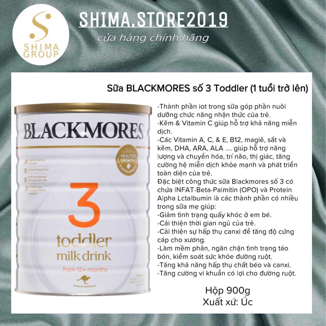 Sữa blackmores số 3 toddler úc 900g