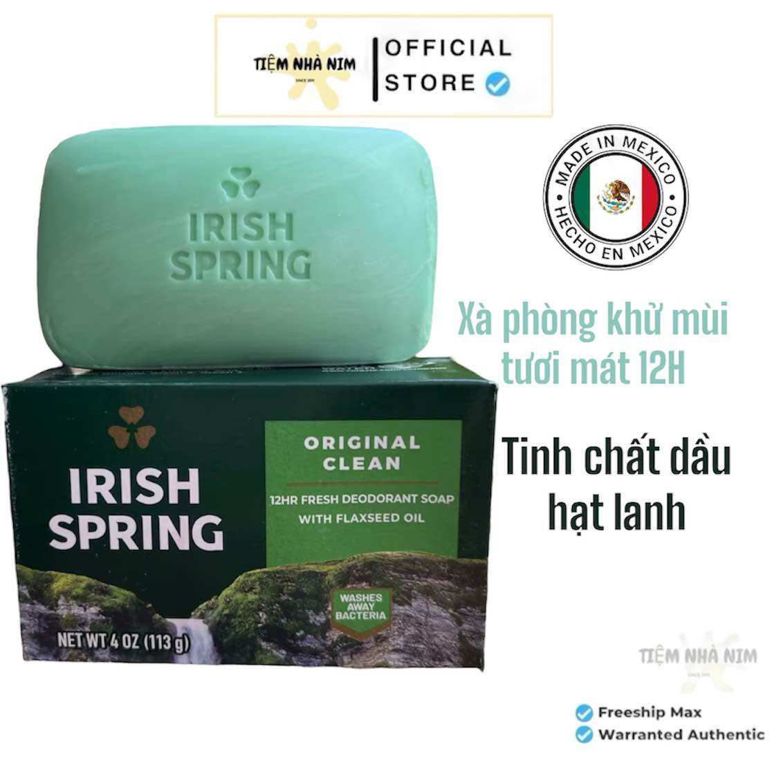 Bánh xà phòng, xà bông cục irish spring mỹ 113g