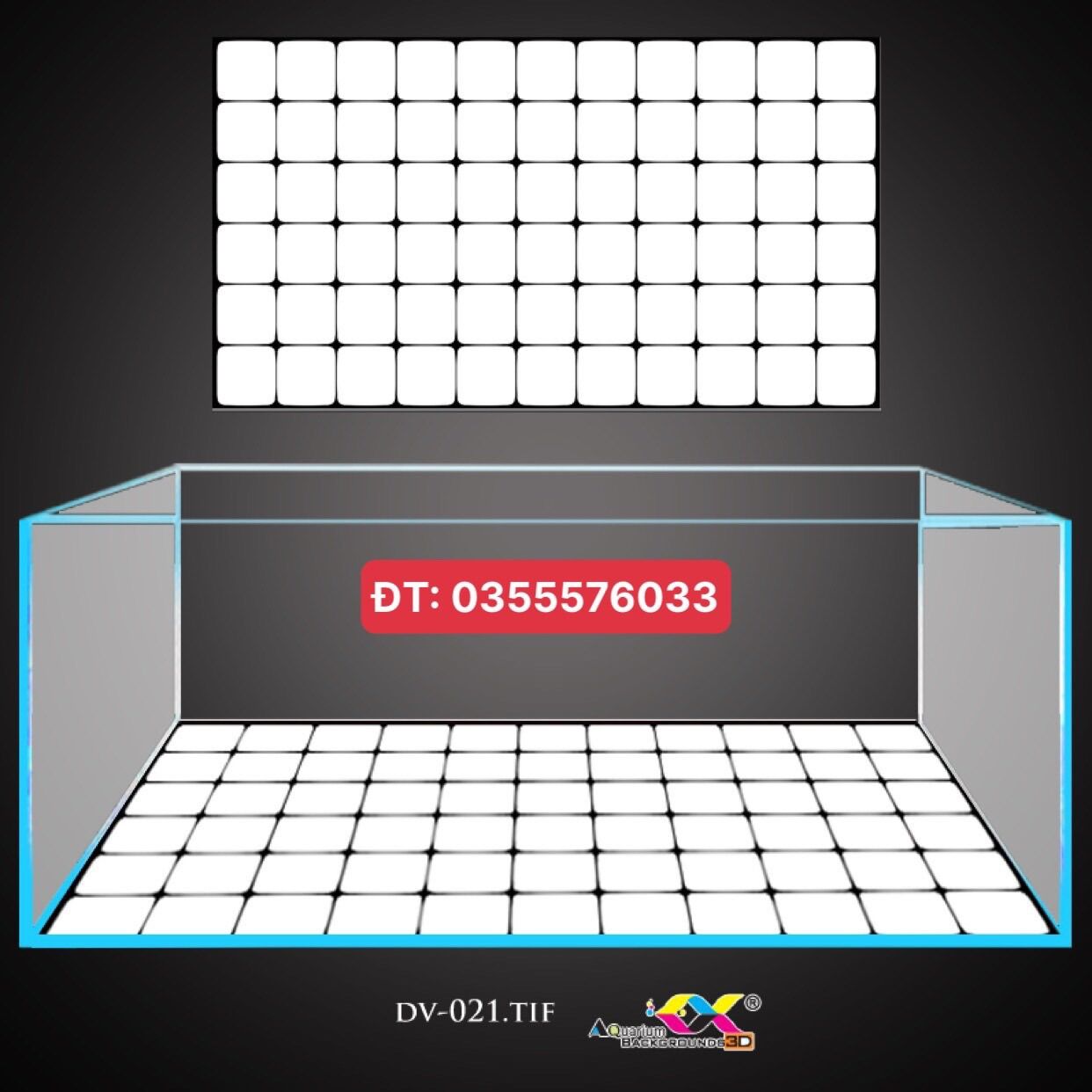 Tranh 3D dán đáy hồ cá mẫu kẻ caro ô cờ - nền trắng kẻ đen, có keo sẵn trên bề mặt, in mọi kích thước theo yêu cầu