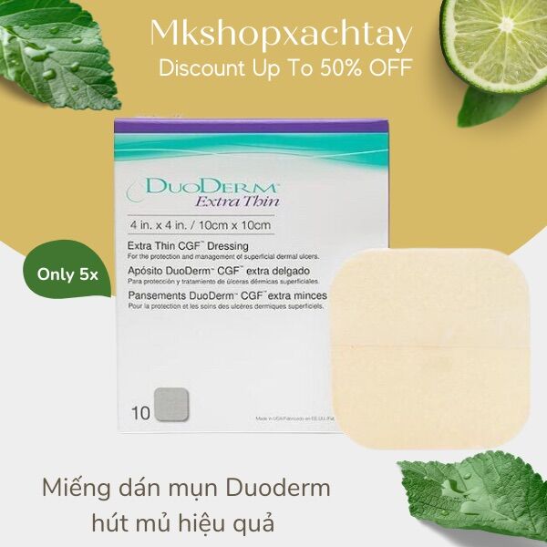 Combo miếng dán mụn duoderm extra thin khỏi lo mụn mủ (1 miếng + 5 kim