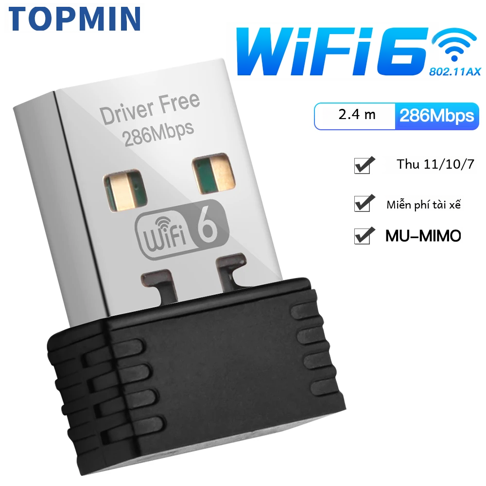 USB Mini Wifi 6 Dongle Card Mạng 802.11ax 2.4GHz Không Dây Lan Adapter Driver Miễn Phí Cho Máy Tính Laptop Windows 7 10 11