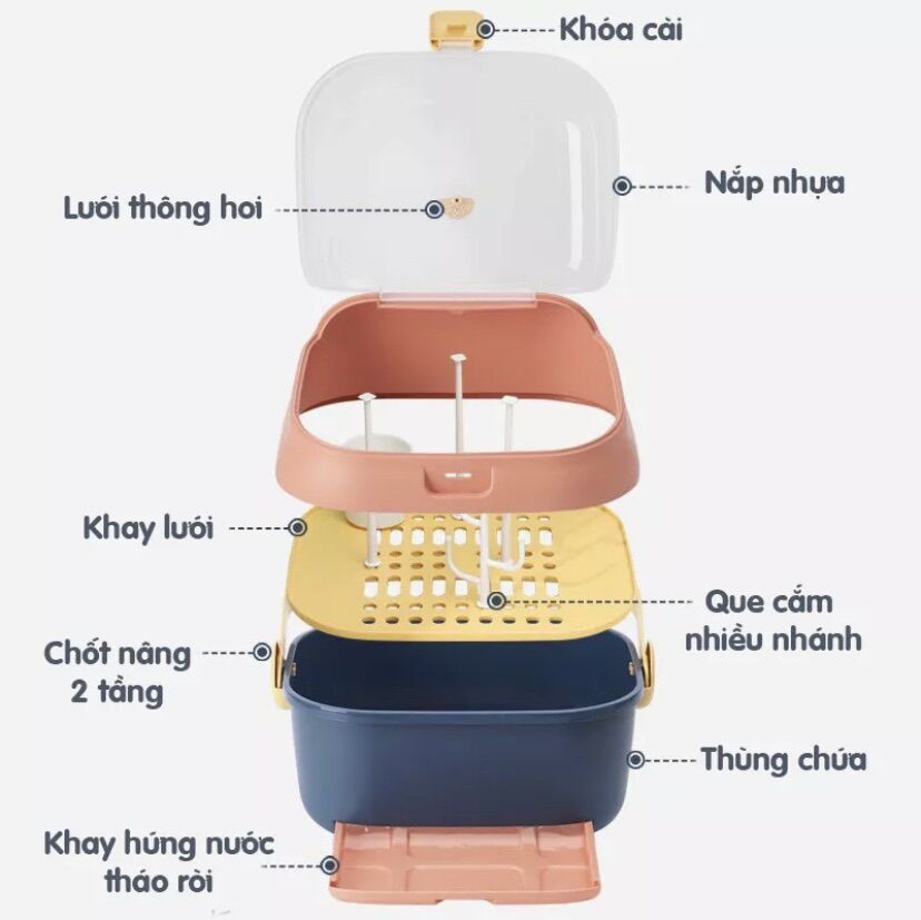 Khay úp bình sữa binky tobe cao cấp có nắp đậy
