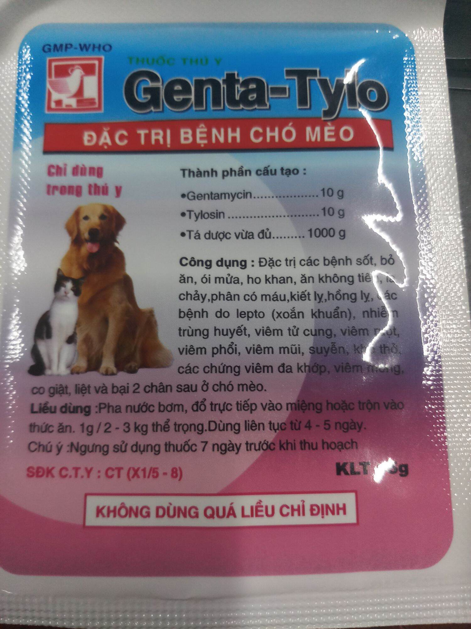Genta Tylo combo 2 gói* 5 gram sử dụng cho chó mèo