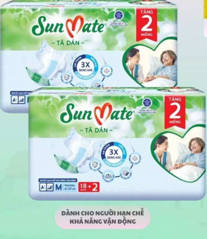(Mẫu Mới) Tã Dán Sunmate M18 +2 (20 Miếng) - Tã Dán Cho Người Lớn (Gói Lớn Tiết Kiệm Hơn Sunmate M10) -Hsd Luôn mới