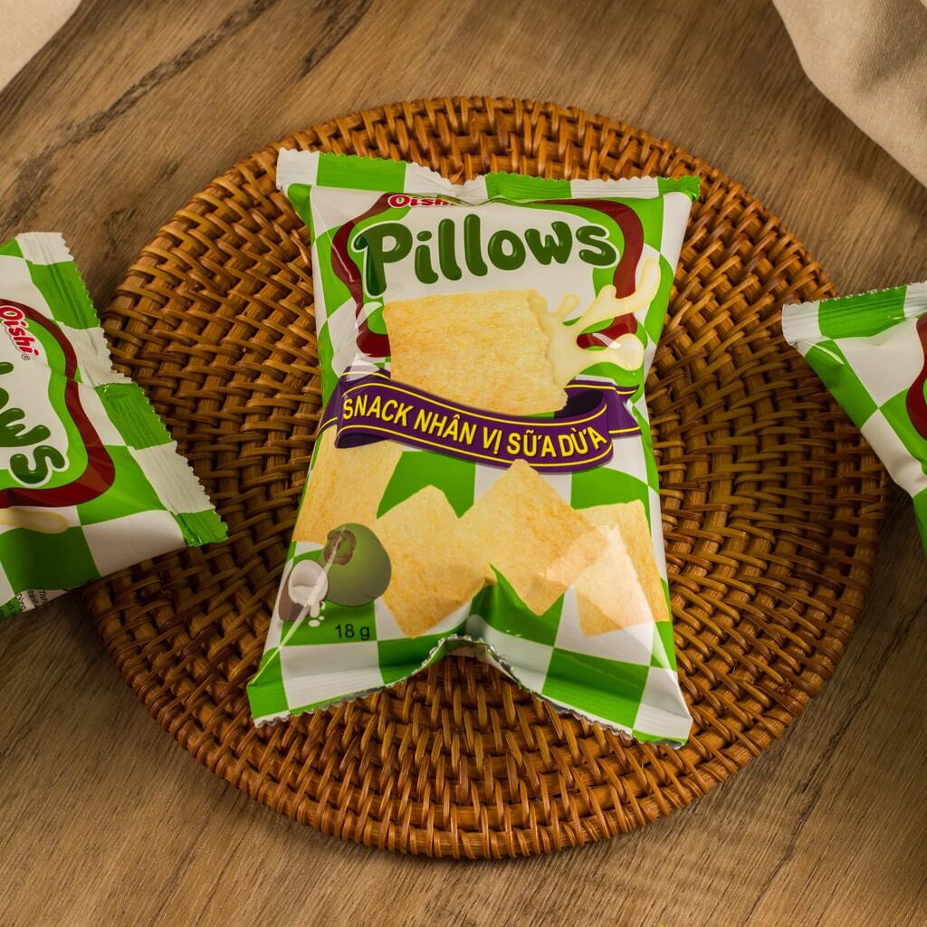 COMBO 5  GÓI Pillows Snack nhân Socola và Sữa Dừa