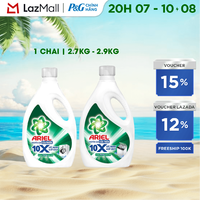 Nước Giặt Gel ARIEL 10X Sức Mạnh Giặt Sạch Chuyên Gia Cửa Trước/Cửa Trên Hương Downy Nắng Sớm Chai 2.7KG/2.9KG