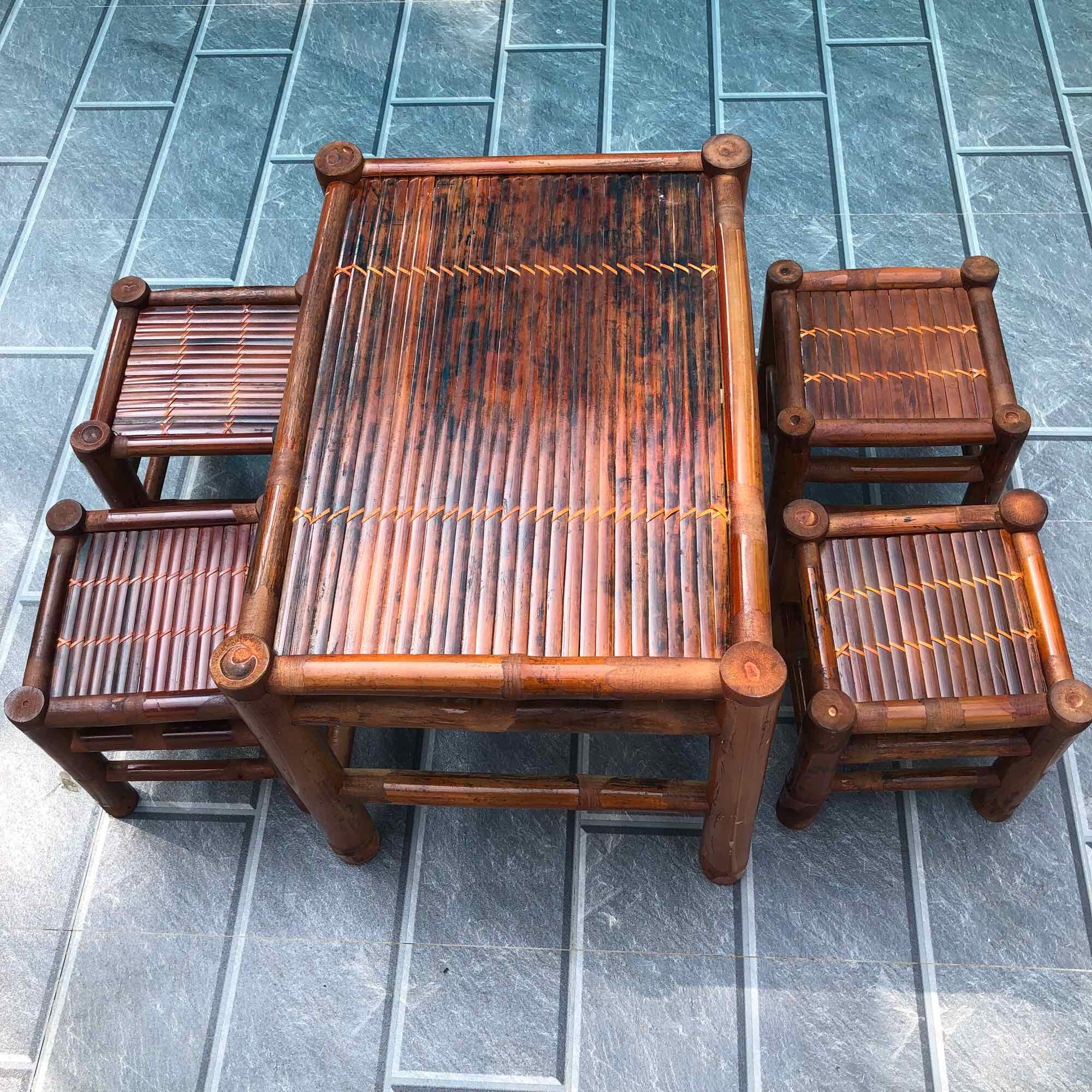 Bộ bàn ghế tre 1 bàn+4 ghế giá tận xưởng