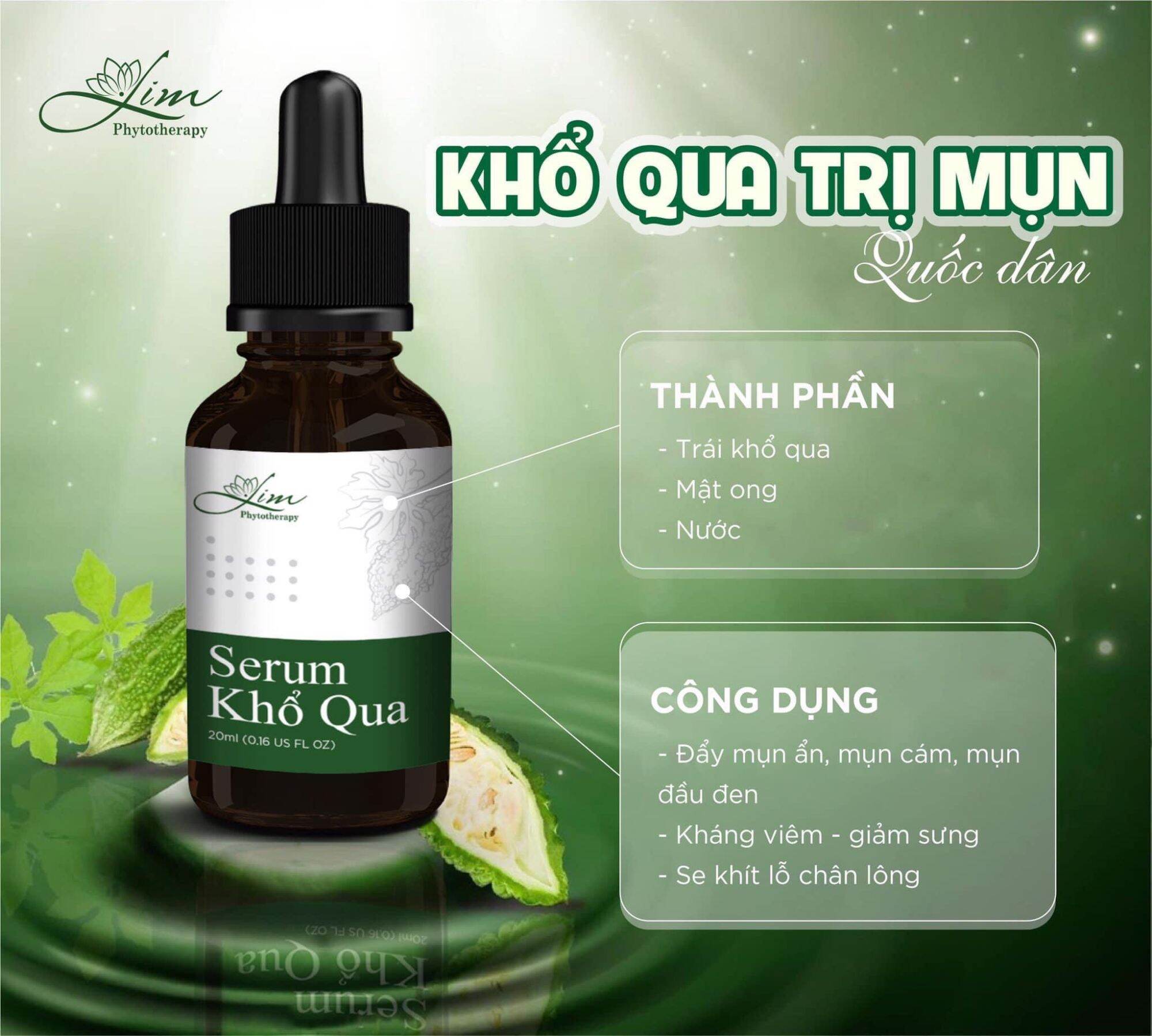 Sirum tiêu mụn - serum khổ qua - xóa bỏ nỗi lo về mụn - tự nhiên an toàn cho da - các loại mụn