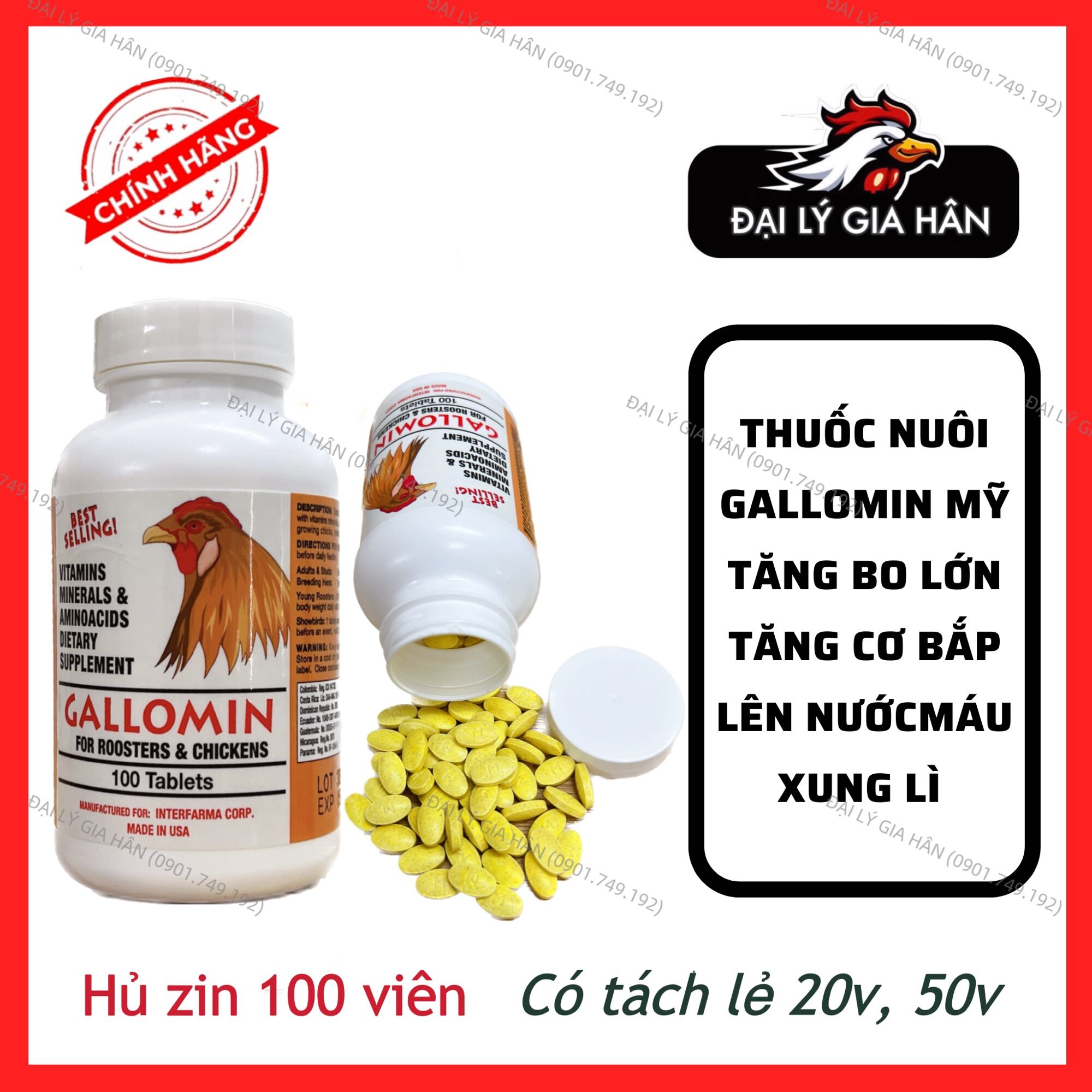 Gallomin tách lẻ 20v,50v