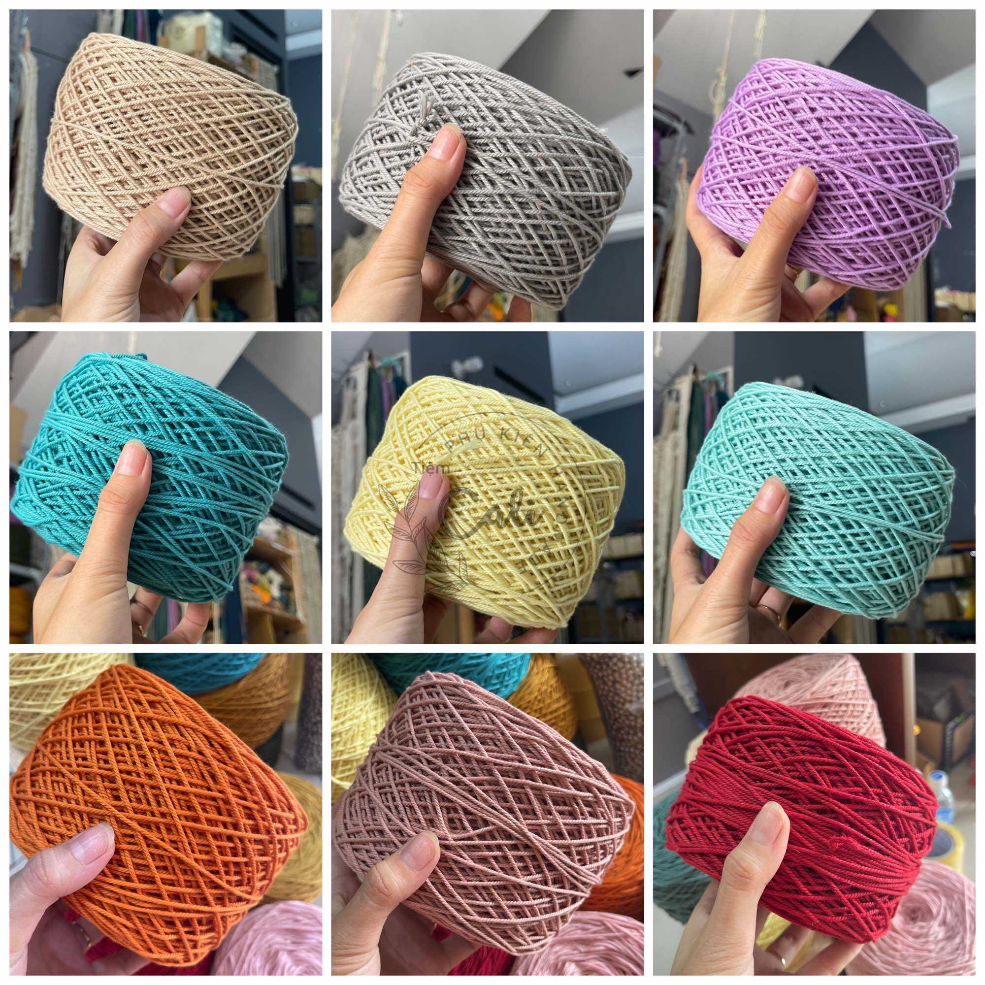 Cuộn dây thừng cotton 2mm thắt macrame, móc túi xách, mũ