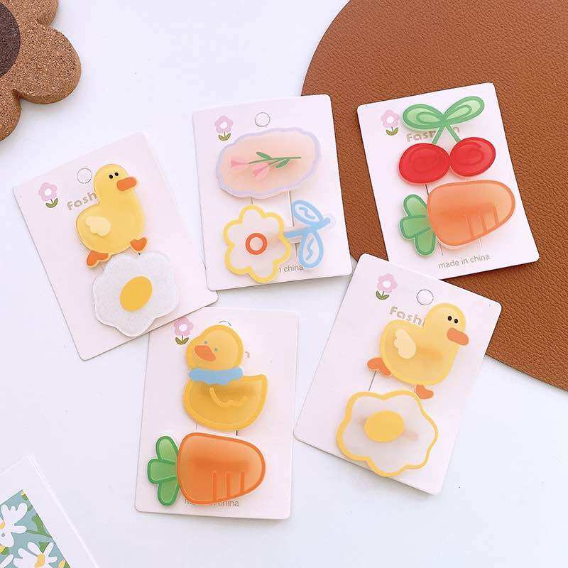 Set kẹp tóc con gà ngộ nghĩnh cho bé