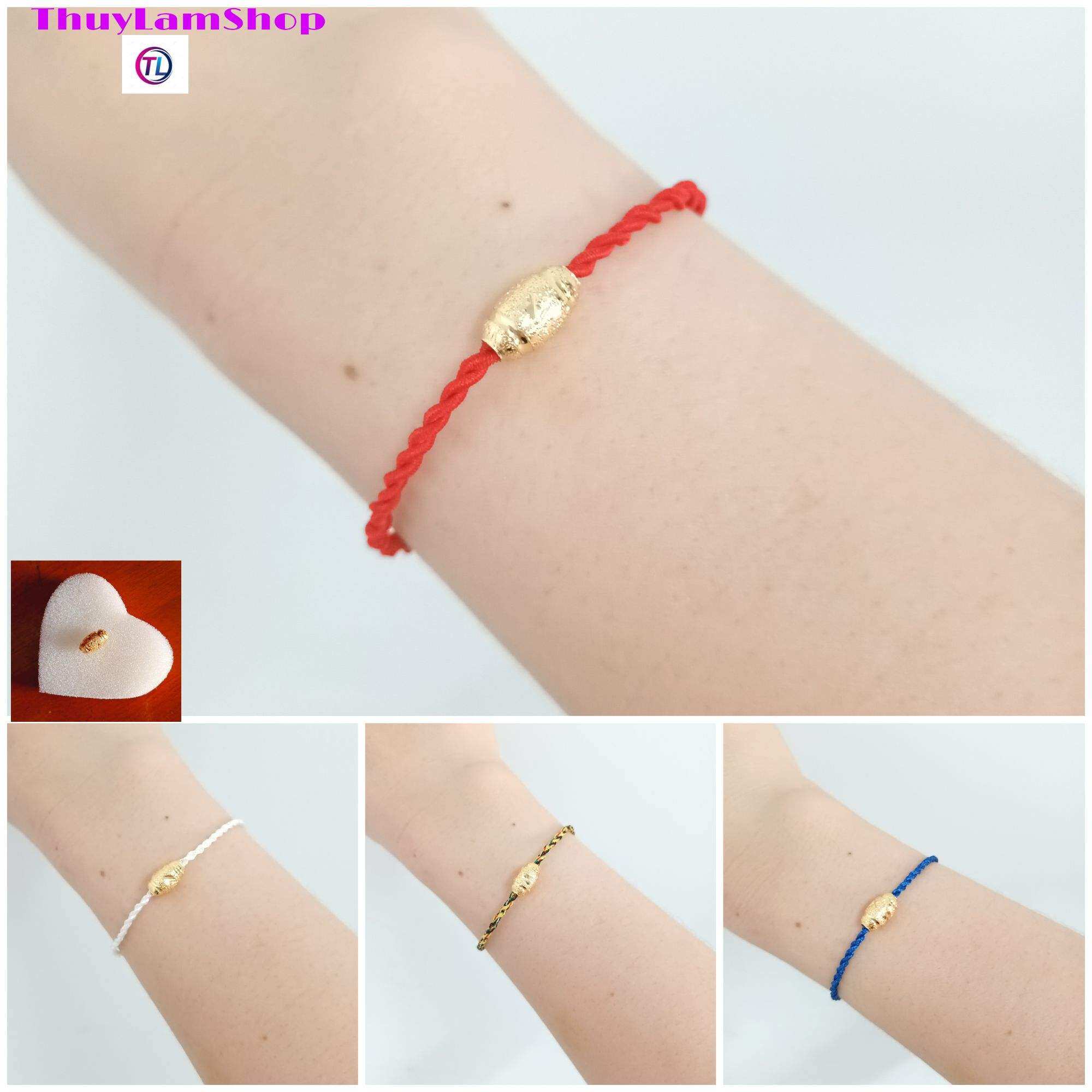 Vòng tay chỉ may mắn Mix lu hạt gạo mạ vàng bình an, may mắn, no đủ cả năm
