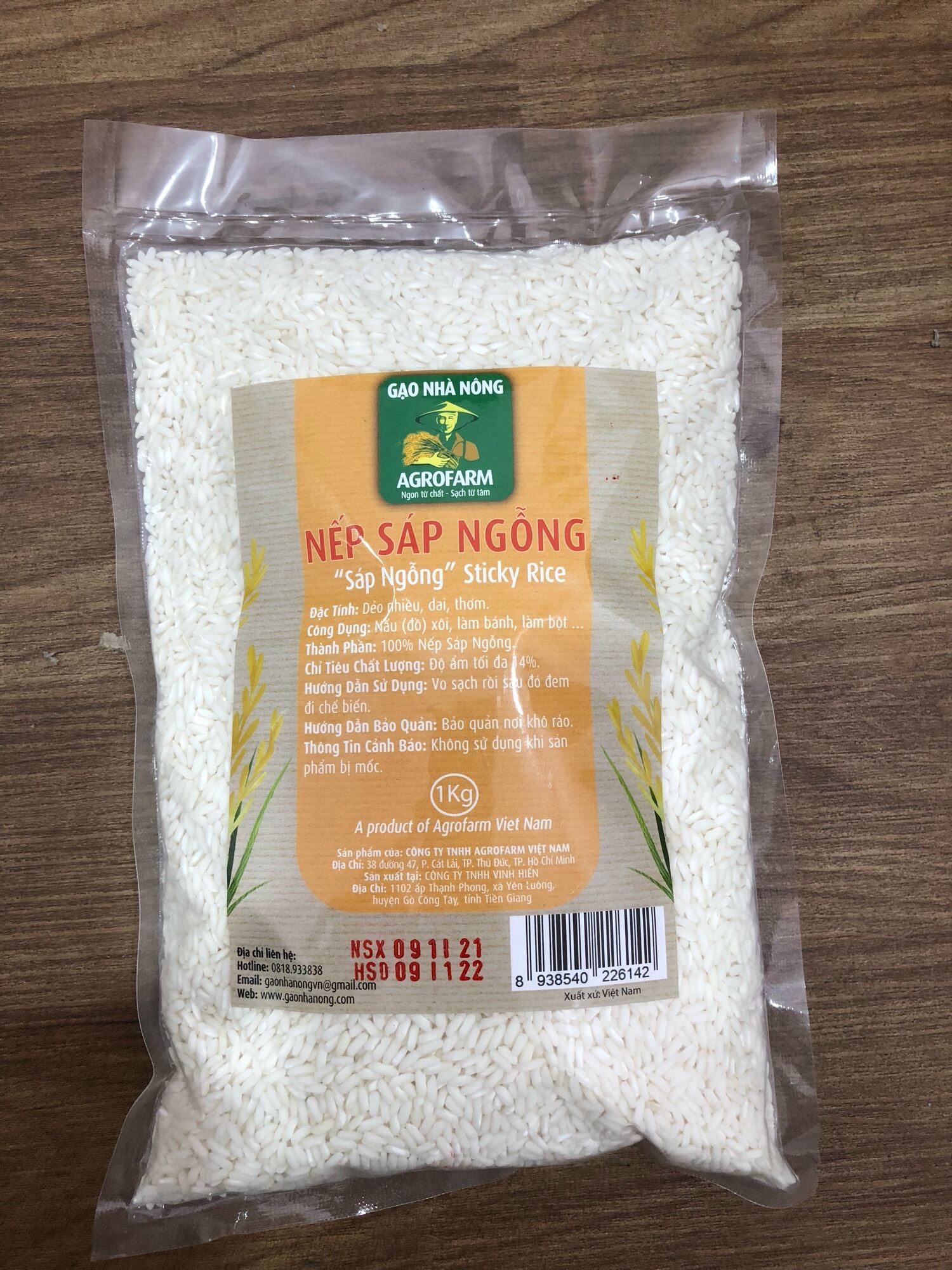 Gạo nếp sáp ngỗng Agrofarm túi 1kg