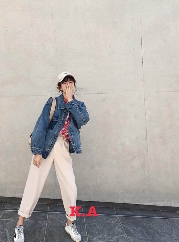 Quần ống rộng kaki cúc