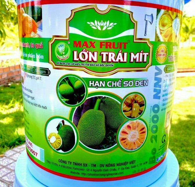 Phân bón max fruit lớn trái mít - hạn chế sơ đen. xô 20kg. tặng kèm 1kg humic cao cấp