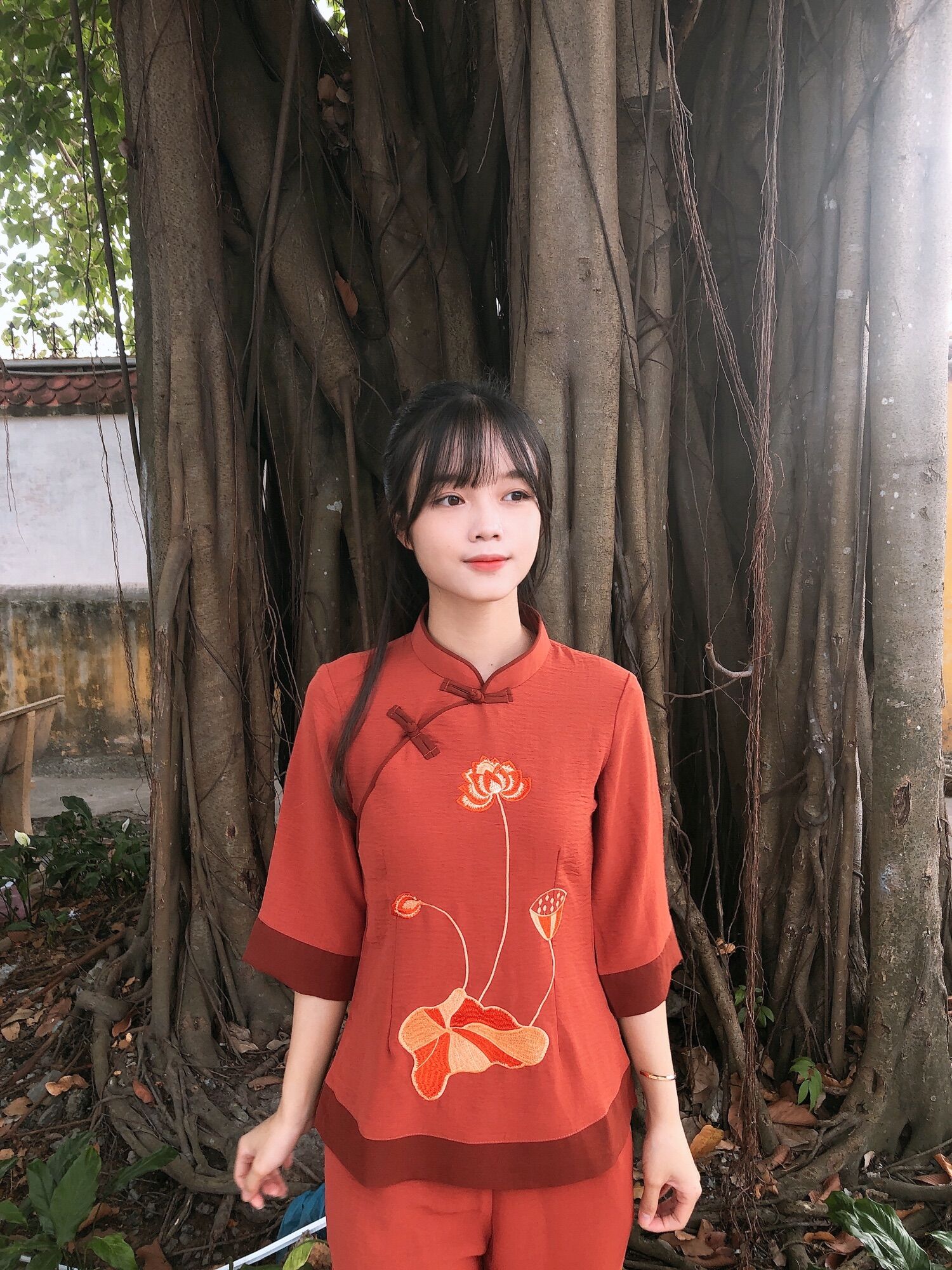 Set đồ lam đi chùa đũi cổ tàu