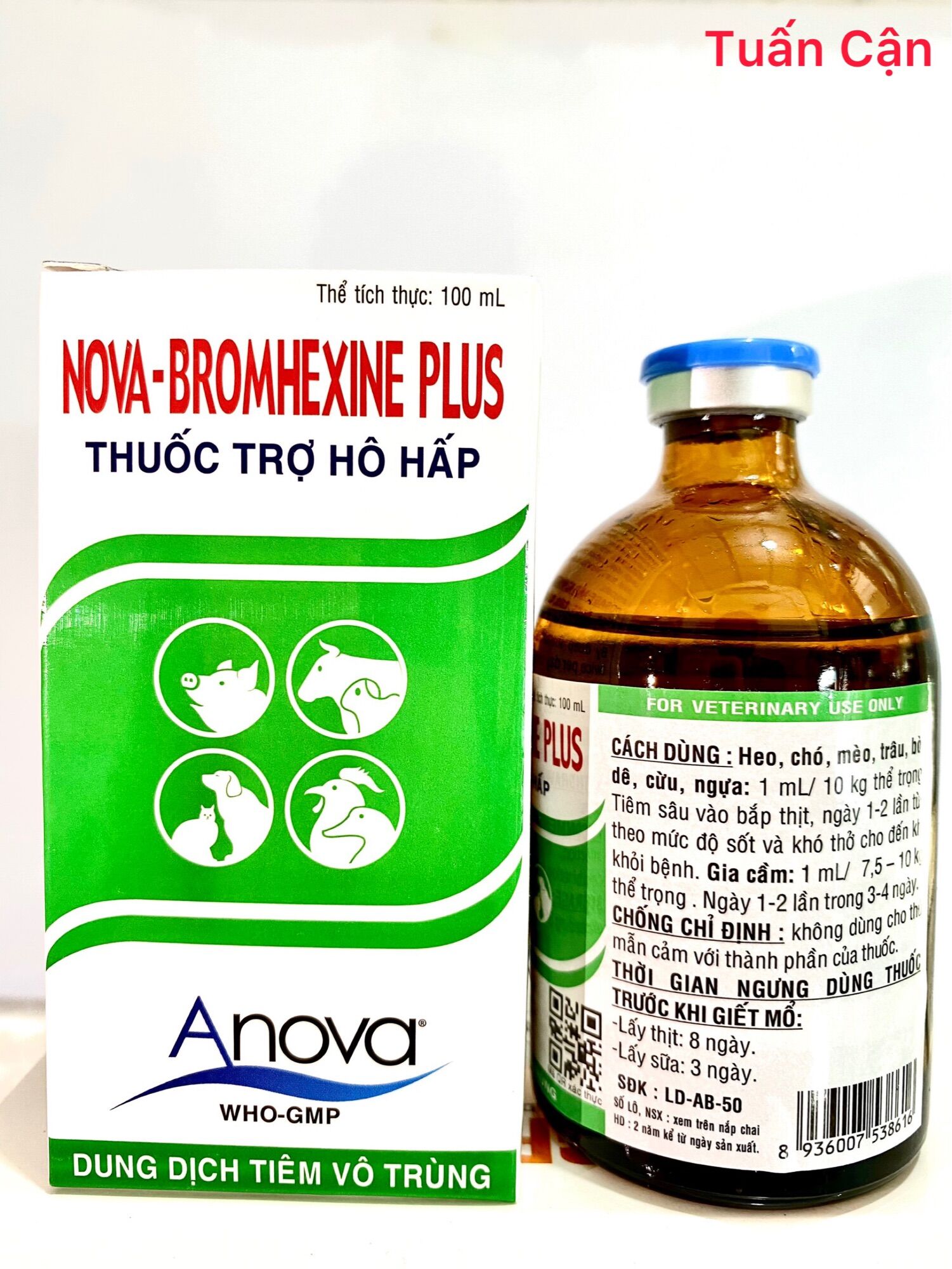 Nova Bromhenxin Plus (100ml) Long đờm, hạ sốt, kháng viêm dùng trong Thú Y