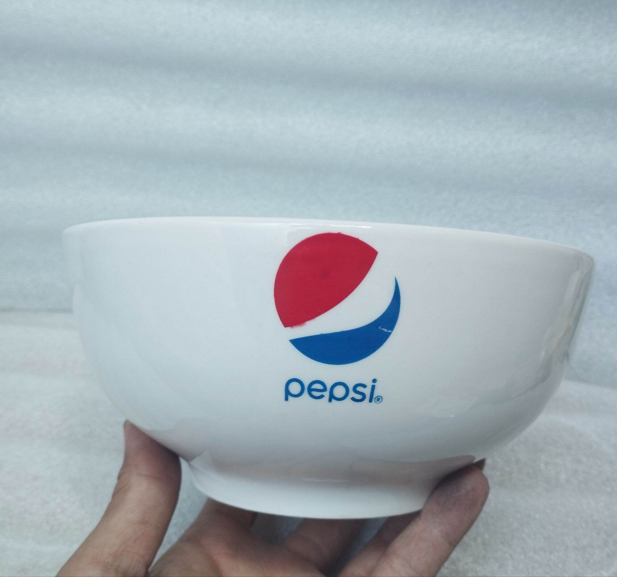 Tô sứ ăn phở 18cm x 7.5 cm trắng logo Pepsi