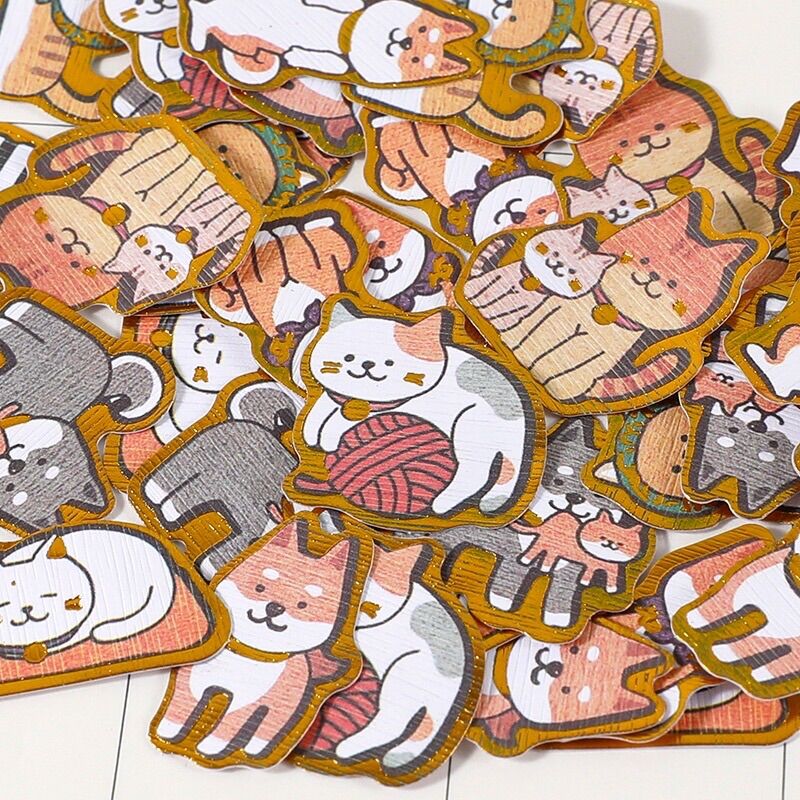 Set 40 miếng dán sticker phũ nhũ vàng trang trí