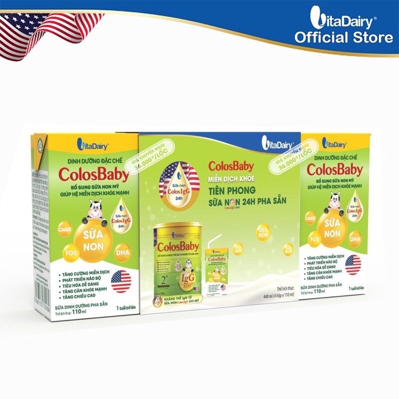 (Date 01/2025)Thùng 48 hộp Sữa bột pha sẵn ColosBaby 110ml