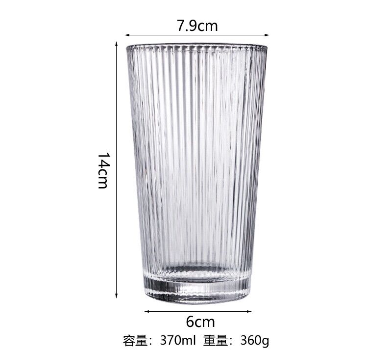 Cốc thuỷ tinh miệng loe, vân sọc siêu xinh (dung tích 250ml, 360ml)