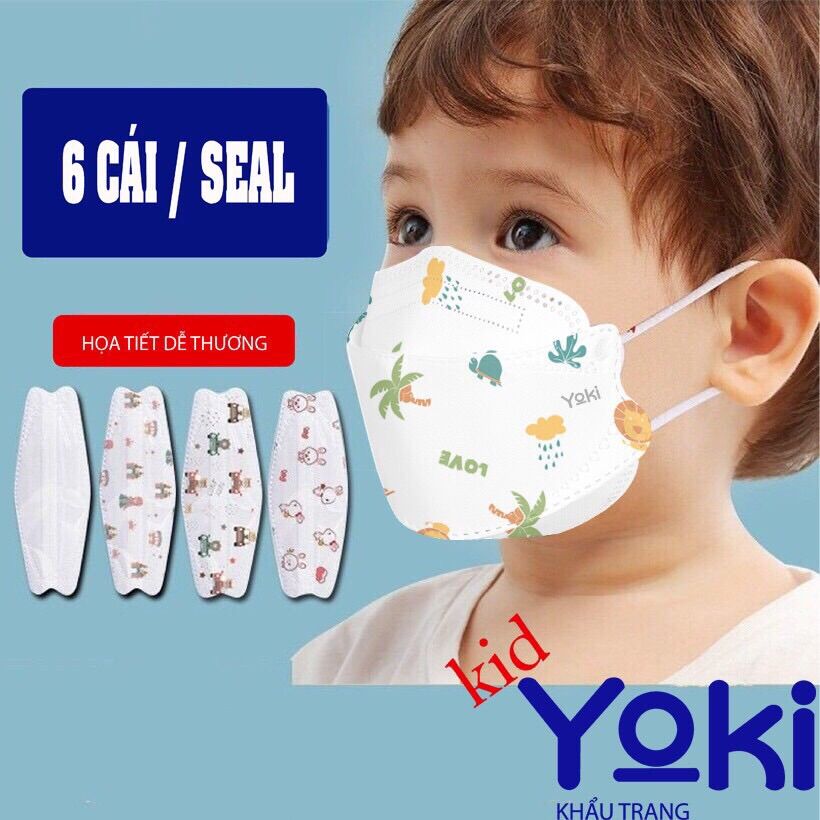 Combo 10 bịch (60 cái) khẩu trang trẻ em yoki kháng khuẩn