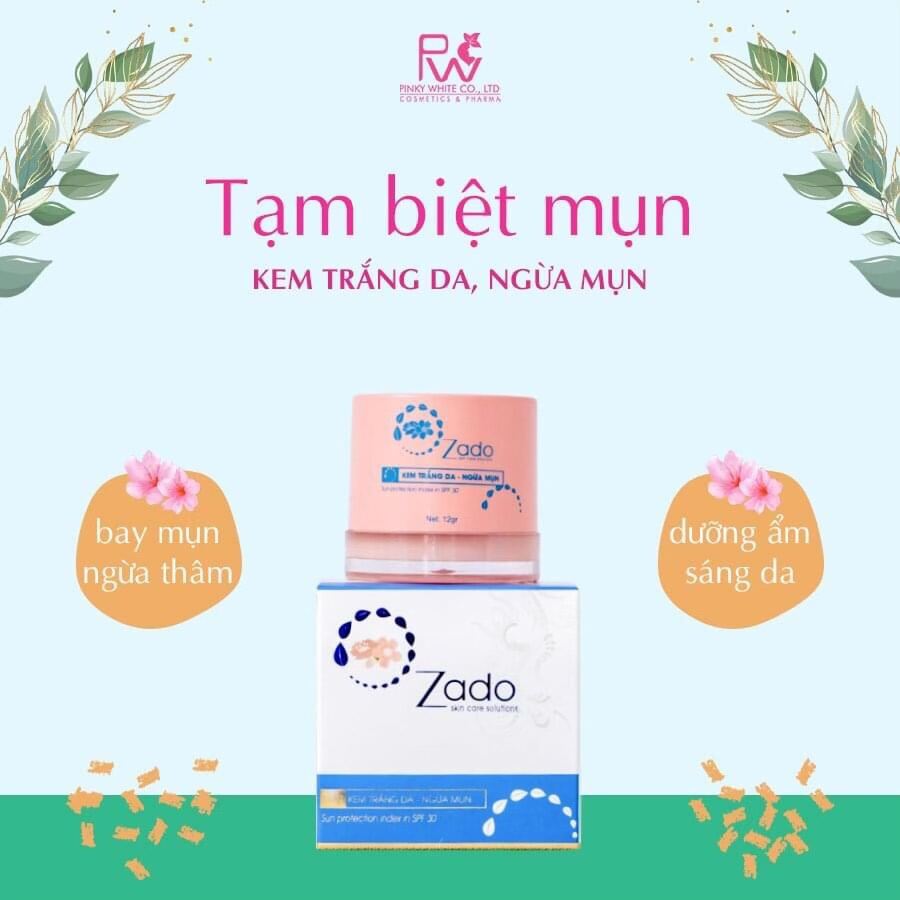 Kem Zado Giảm Mụn Trắng Da ,12gram