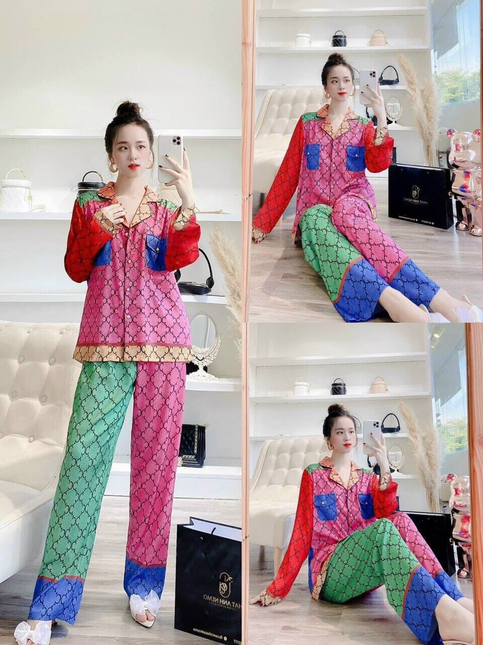 🧸 Bộ Pijama Lụa Gucci thiết kế độc quyền