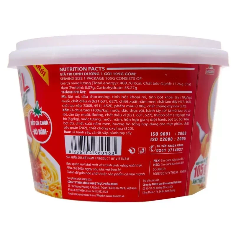 Combo 6 tô Mì trộn Cung Đình Kool Spaghetti tô 105g (có gói xốt bò bằm)