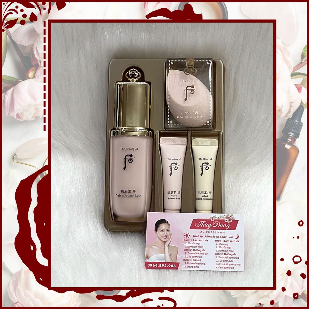 Kem lót chỉnh đốn nếp da whoo mi primer base. 40ml. 💝tặng kem nền 6ml, kem lót 6ml.date 2025