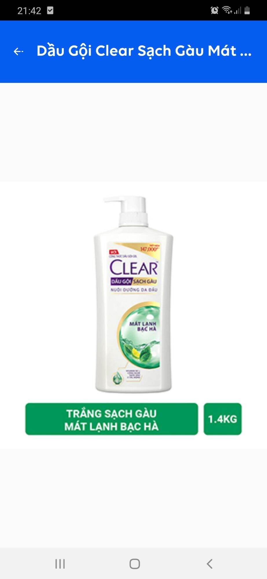 DẦU GỘI CLEAR BẠC HÀ 1KG4