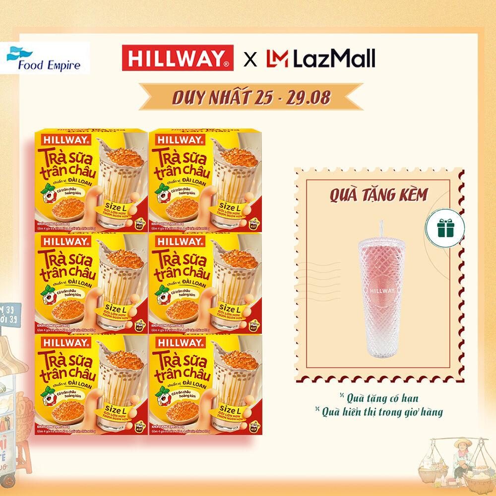 Combo 6 hộp Trà sữa trân châu Hoàng Kim - Hillway - Chuẩn vị Đài Loan size L