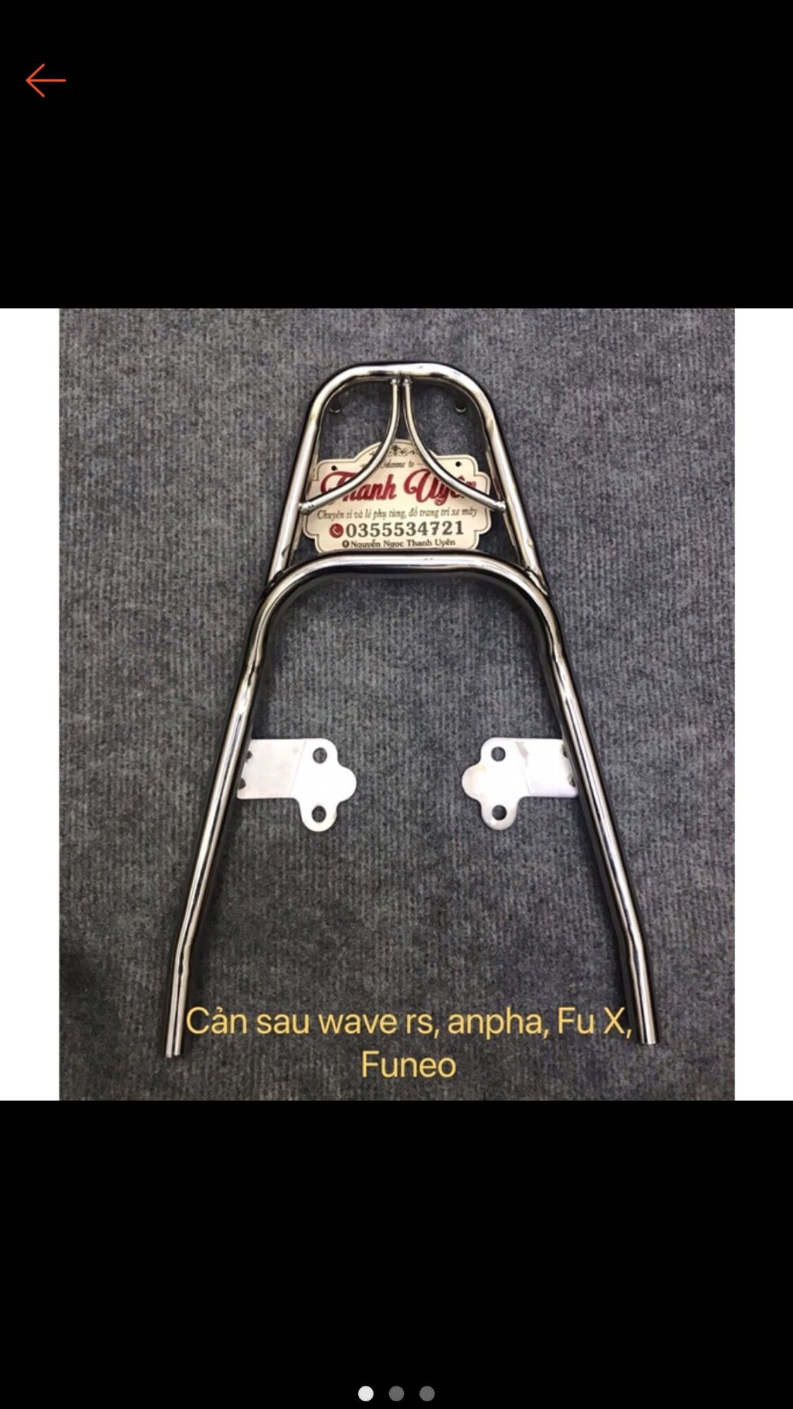 Baga sau xe wave rs, future x, future neo, wave anpha inox 304
