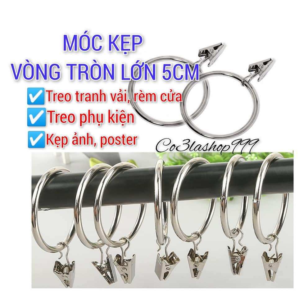 Set 5 cái Móc kẹp vòng tròn 5cm treo rèm cửa, tranh vải, ảnh, poster