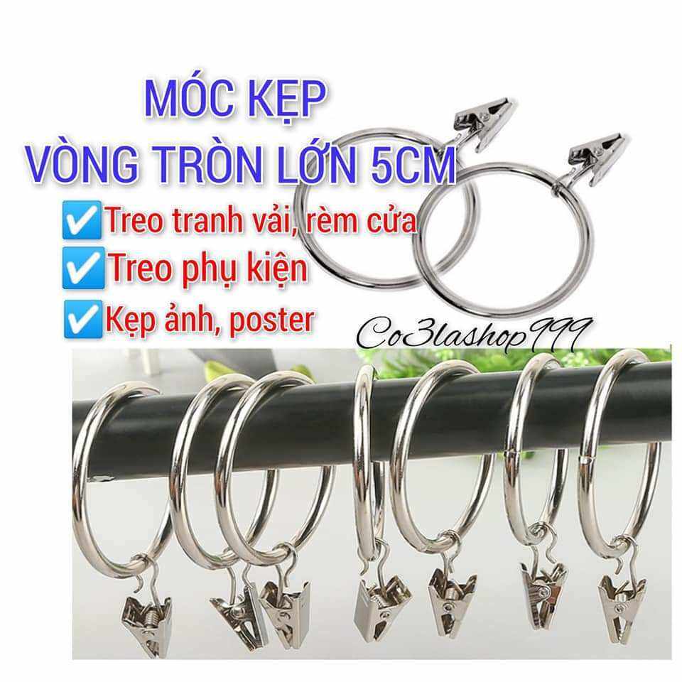 set 5 cái Móc kẹp vòng tròn 5cm treo rèm cửa, tranh vải, ảnh, poster