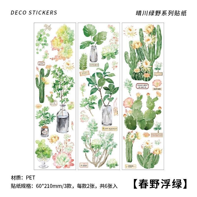 Set 6 tờ sticker hình hoa, lá , chậu cây, … dùng để trang trí. 