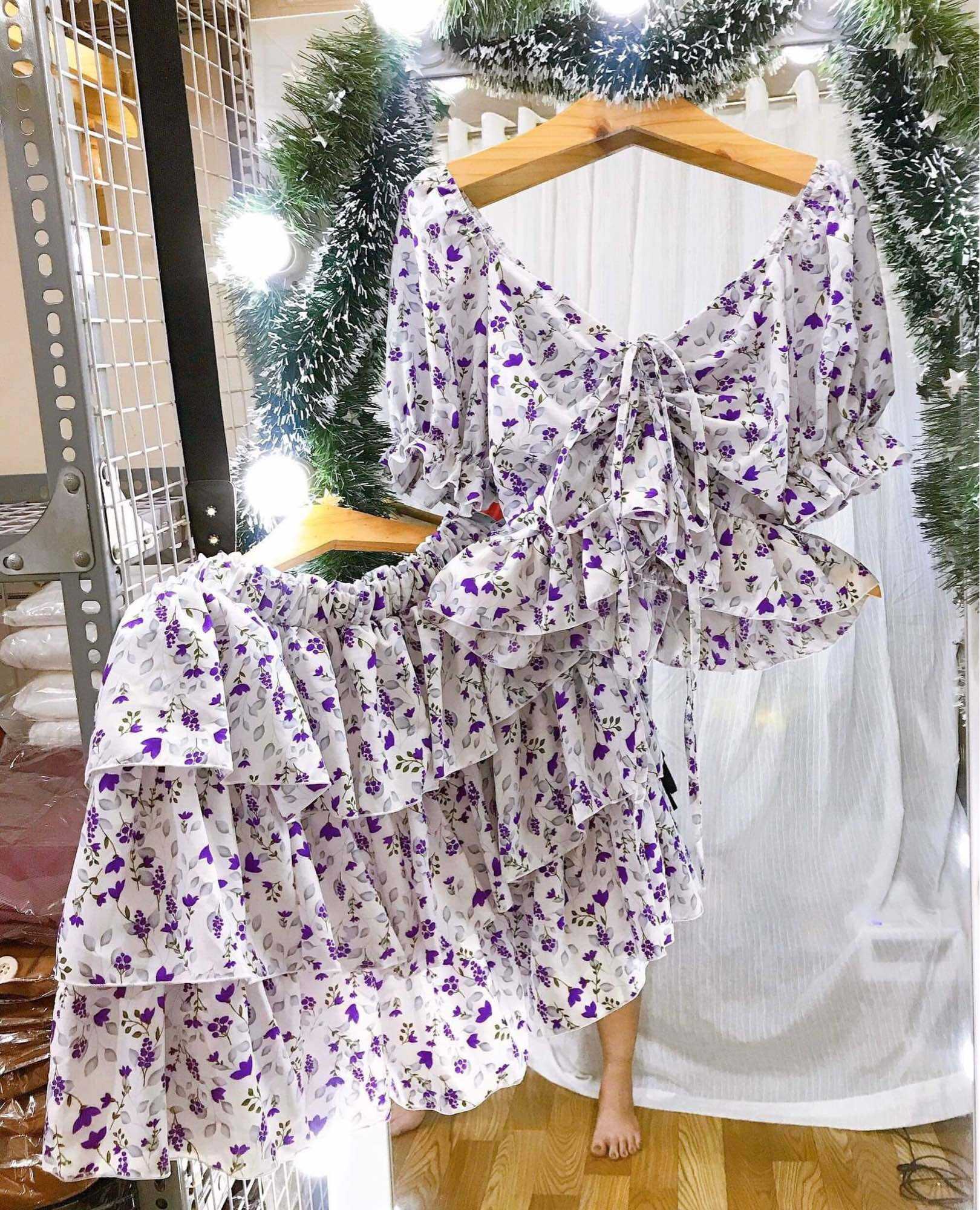 [Bigsize 60-85kg] Set Áo rút+ Chân váy 3 tầng