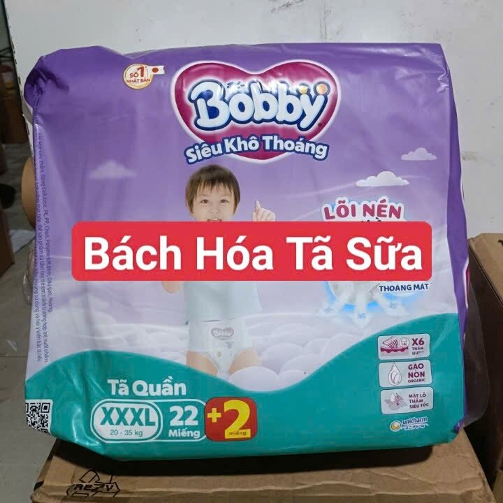 (Tặng 2 miếng) Tã quần Bobby XXXL 22 Gạo non lõi nén thần Kỳ 3 mm bỉm bobby xxxl 22 mẫu mới nhất