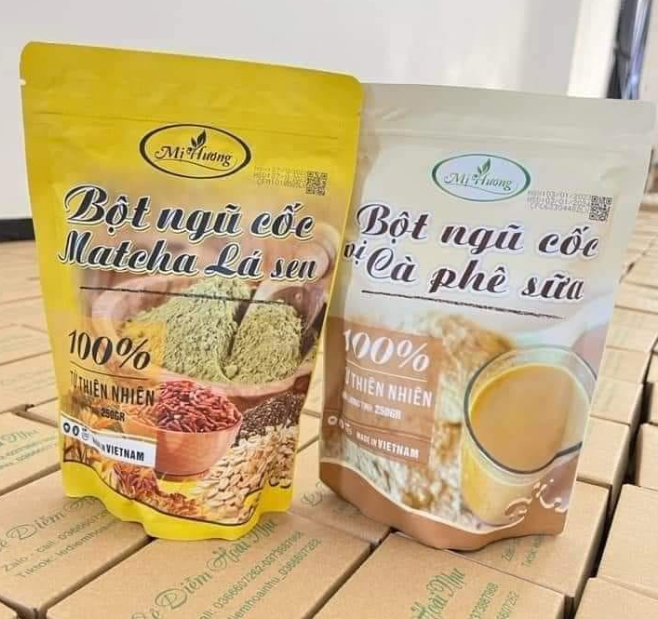 Bột giảm mỡ bụng Mị Hương chính hãng, Ngũ Cốc Matcha Lá Sen