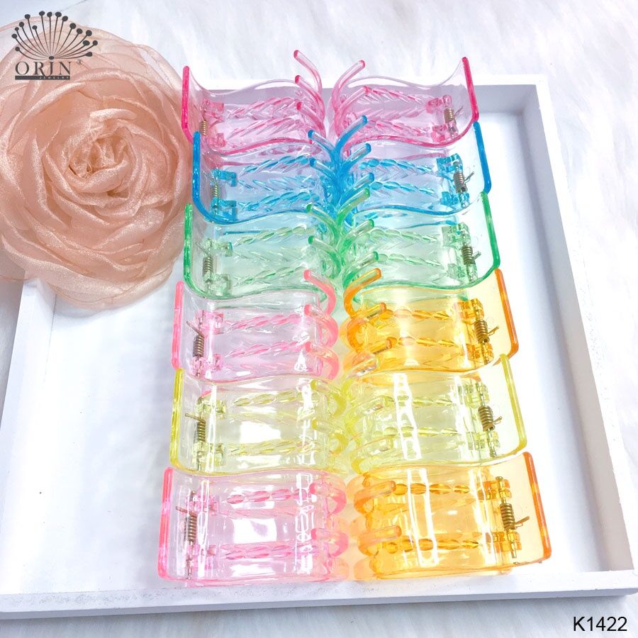 (Giá Sỉ)Combo 12 kẹp tóc càng cua 5 răng nhiều màu trong suốt