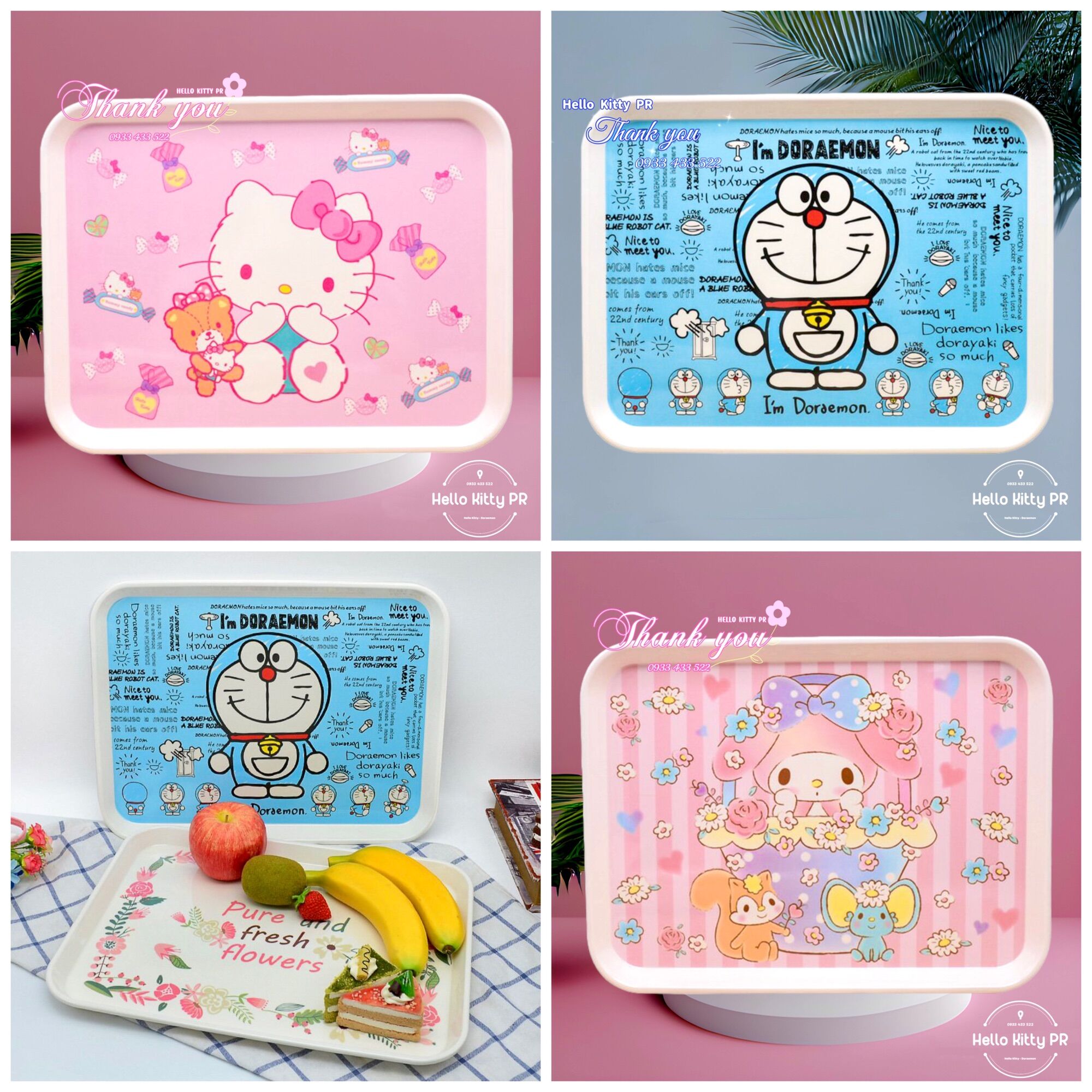 Mâm khay dĩa HelloKitty Doremon Doraemon