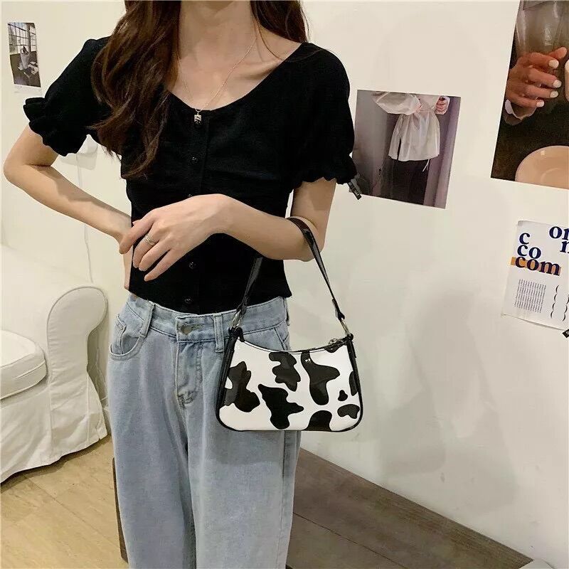Túi kẹp nách nữ bò sữa đẹp thời trang đi chơi giá rẻ dễ thương