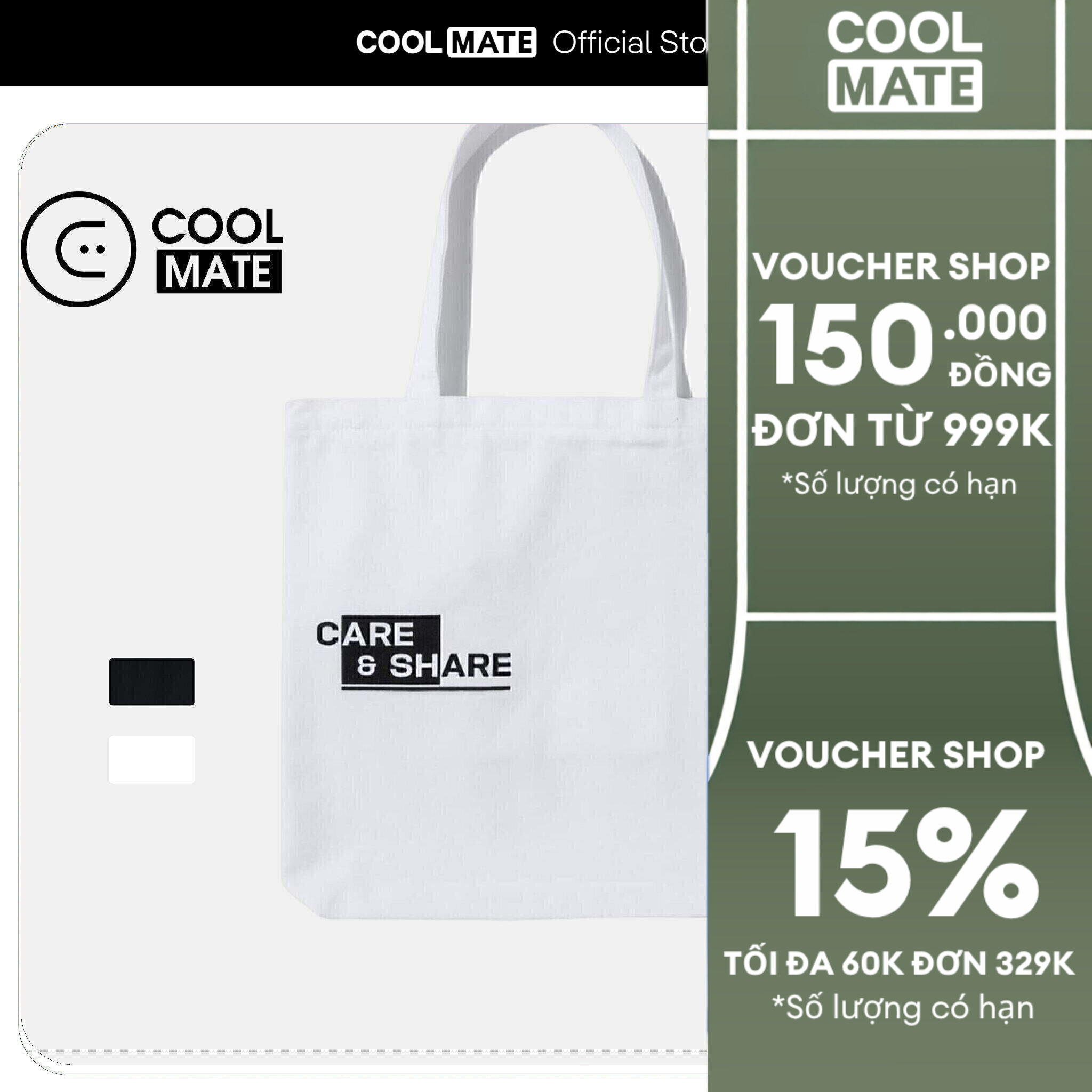 Túi tote vải Canvas tiện lợi Care  Share - Coolmate