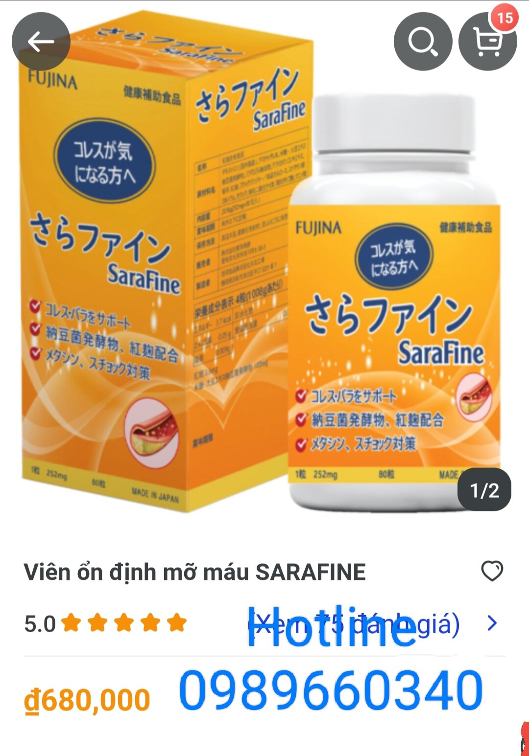 Viên ổn định mỡ máu SARAFINE Xuất xứ Nhật Bản