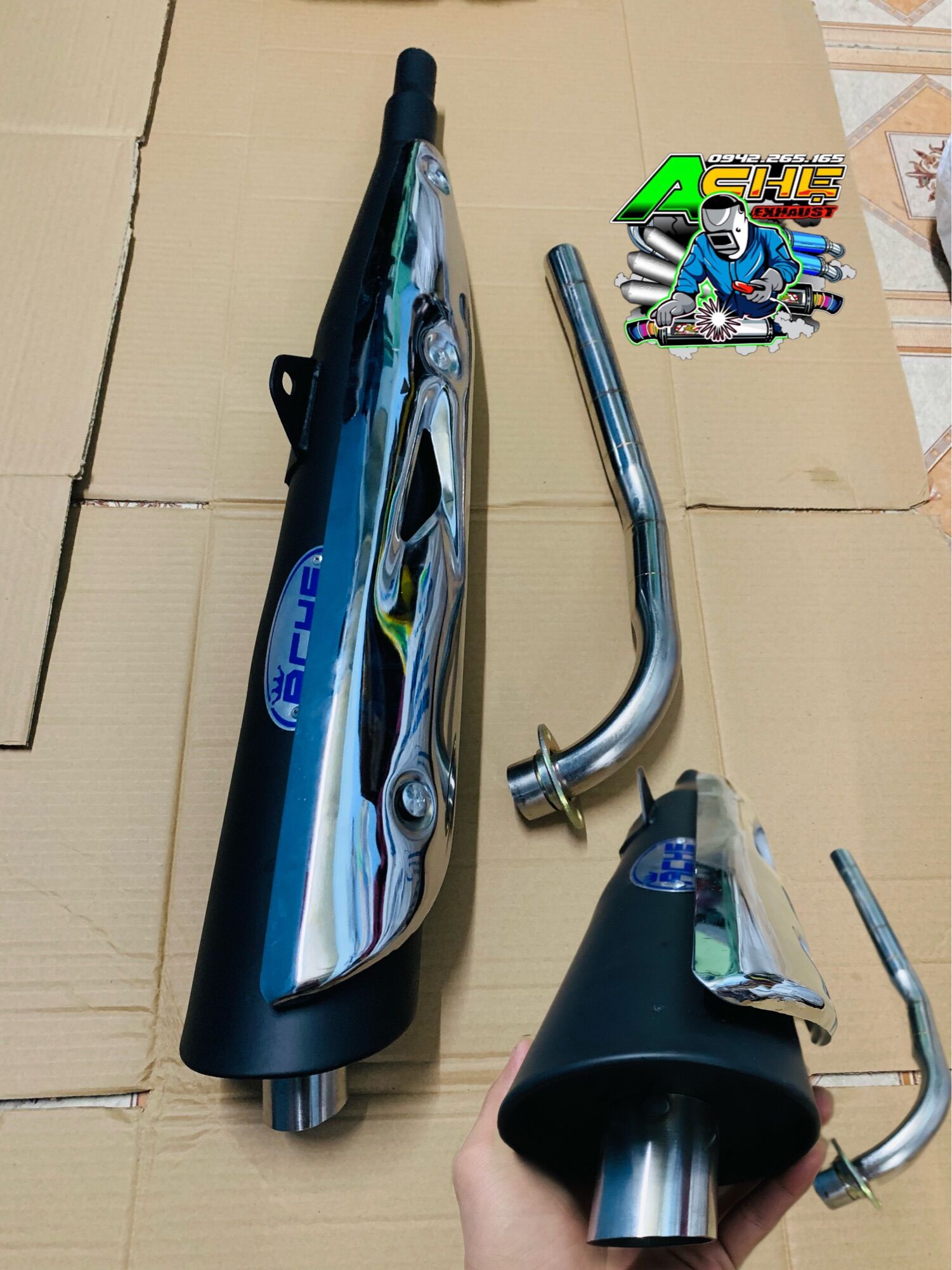 Pô neo tăng kiểu thái + kèm cổ inox fu neo wave110 wave110 wavesx kèm che pô
