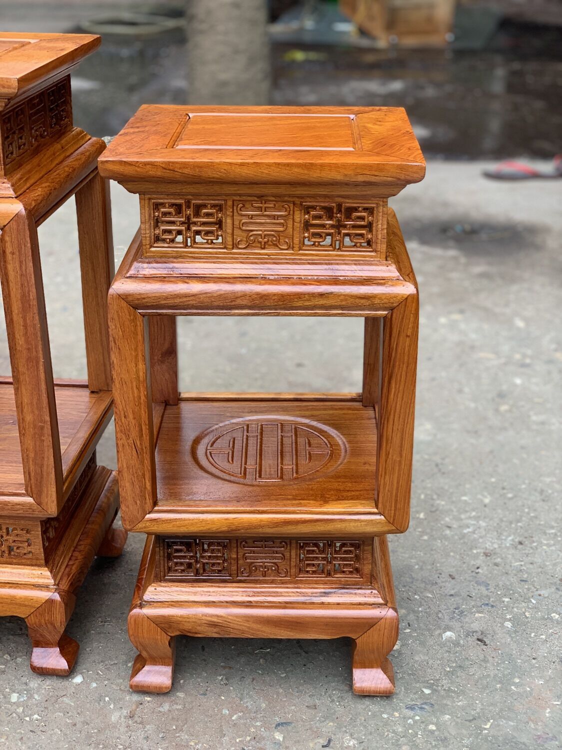 Đôn đèn gỗ hương mặt 30