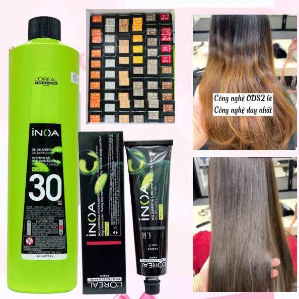 Thuốc nhuộm tóc cao cấp L'Oreal Inoa phủ bạc thời trang không mùi, không rát da đầu 60ml + Oxy